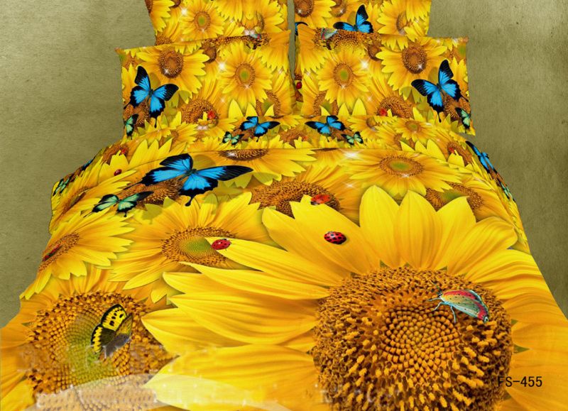 3d Yellow Sunflower Bedding Sets Queen Size Flowers Quilt/Duvet