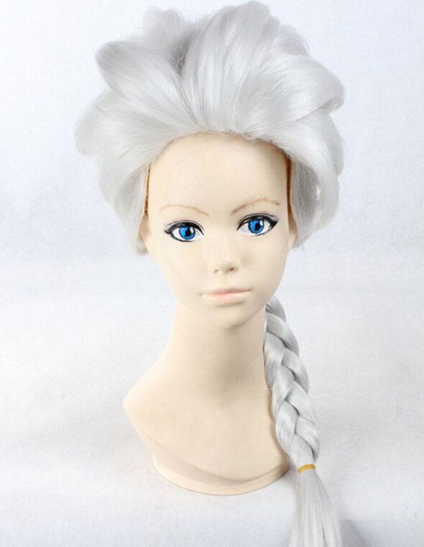 FROZEN Elsa Wig Frozen Wigs White Silver Blonde Weaving Braid Tails Movies Frozen Snow Queen 