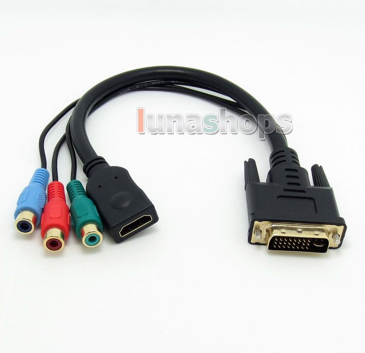 2017 Dvi 24+5 Female To Ypbpr 3 Rca Rgb + Hdmi Female Adapter Converter