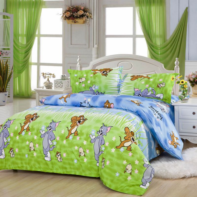 Tom And Jerry Pattern Bedding Sets Luxury,Include Duvet Cover Bed Sheet
