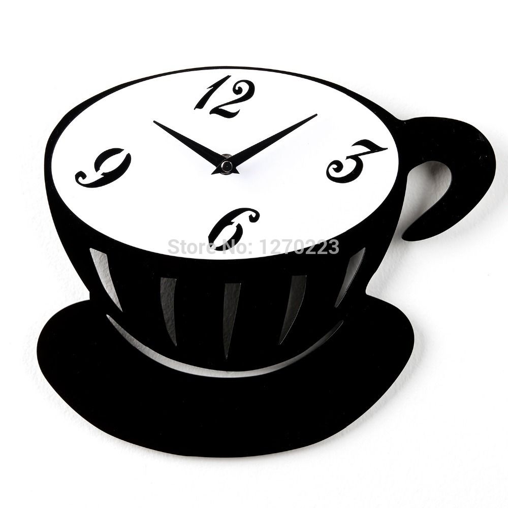Coffee Cup Black And White Wall Clock Best Creative Home Decor Diy