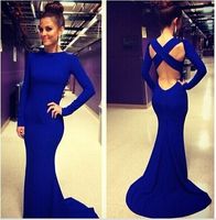 Sexy Vestidos De Fiesta Scoop Neck Long Sleeves Open Back Ro...