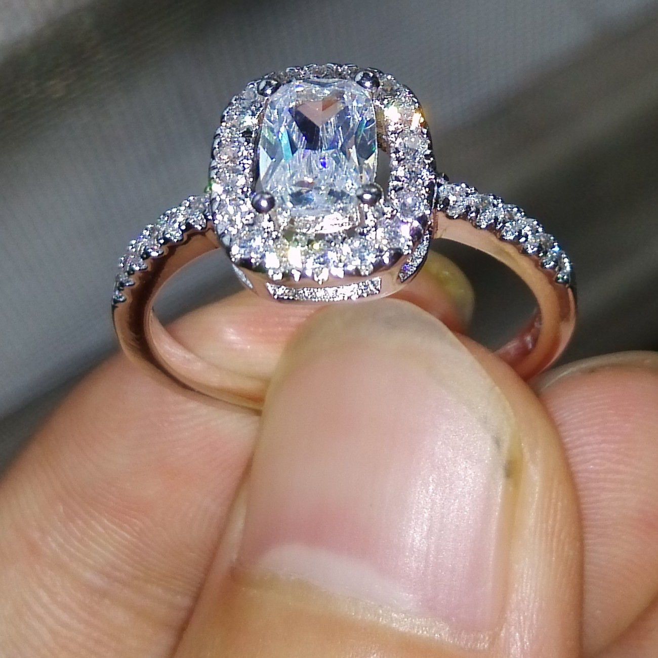 2CT Size 5/6/7/8/9/10 Hot Sparkling PRINCESS CUT Topaz Diamonique 10KT White Gold Filled Wedding Ring for love gift