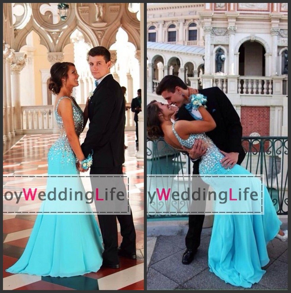 Wedding 2015 Prom where to buy pink sheer waist prom dress online can i 2015 sexy new light blue v neck chiffon dresses beaded crystals top split floor length evening dresses