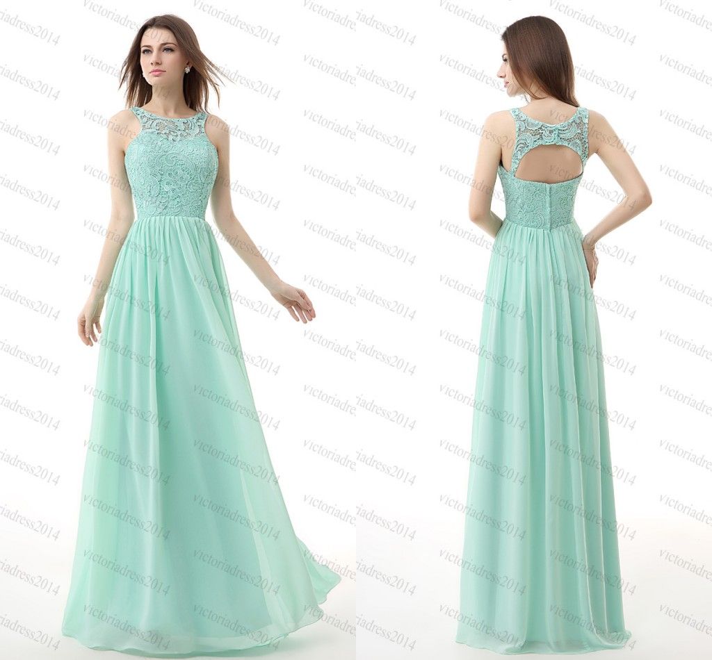 2015 Cheap Prom Dresses Under 100 Long Mint Green Chiffon Backless ...