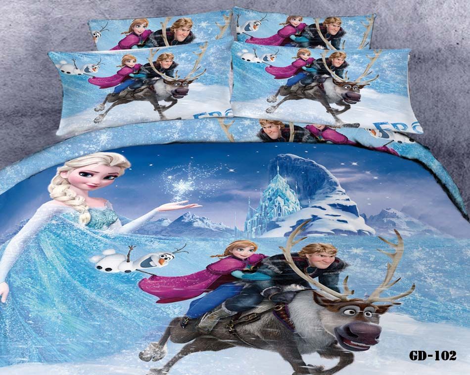 3D Frozen Anna Elsa Kristoff Sven Bedding Sets Queen King Size 100
