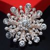 Büyük kar tanesi kristal düğün broş yeni köpüklü açık Avusturya kristalleri çiçek pimleri broşlar ucuz toptan parti elbisesi gül altın