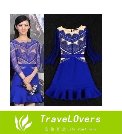 2014 Wholesale Blue Lace Perspective Sexy Middle Sleeve and Ruffle Side Women Dress TSP941
2014 Wholesale Blue Lace Perspective Sexy Middle Sleeve and Ruffle Side Women Dress TSP941