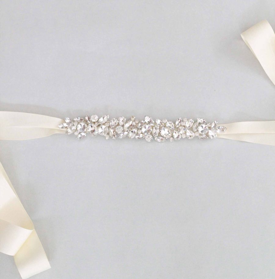 Wedding Bridal Sash Belt simple bridal swarovski crystal wedding sash beads belt see larger image
