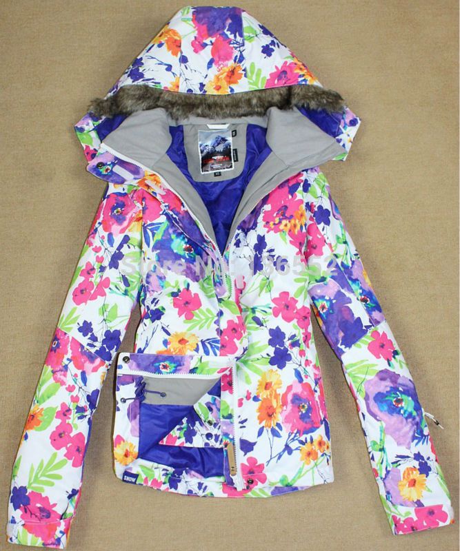 2017 2015 Womens Flower Printing Ski Jacket Floral Snowboarding Jacket