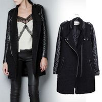 Cheap New Fashion Autumn Winter Women Brand Faux Soft Leather Jackets Pu Black Blazer Zippers Long