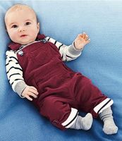Boys baby clothes Striped long-sleeved T shirt + denim overalls sets