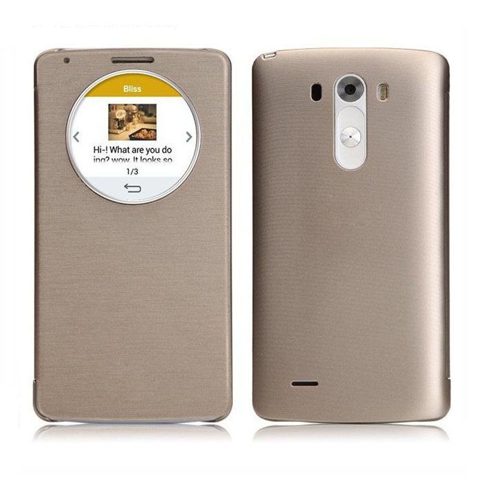 Wholesale-Fashion Quick Circle Window Leather Flip Case Cover for LG G3 D850 D851 D855 F460 Anne