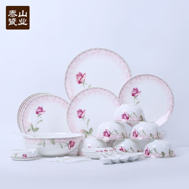 Dinnerware Sets Porcelain Pink Lady 22 Crystal Head Bone China Dining