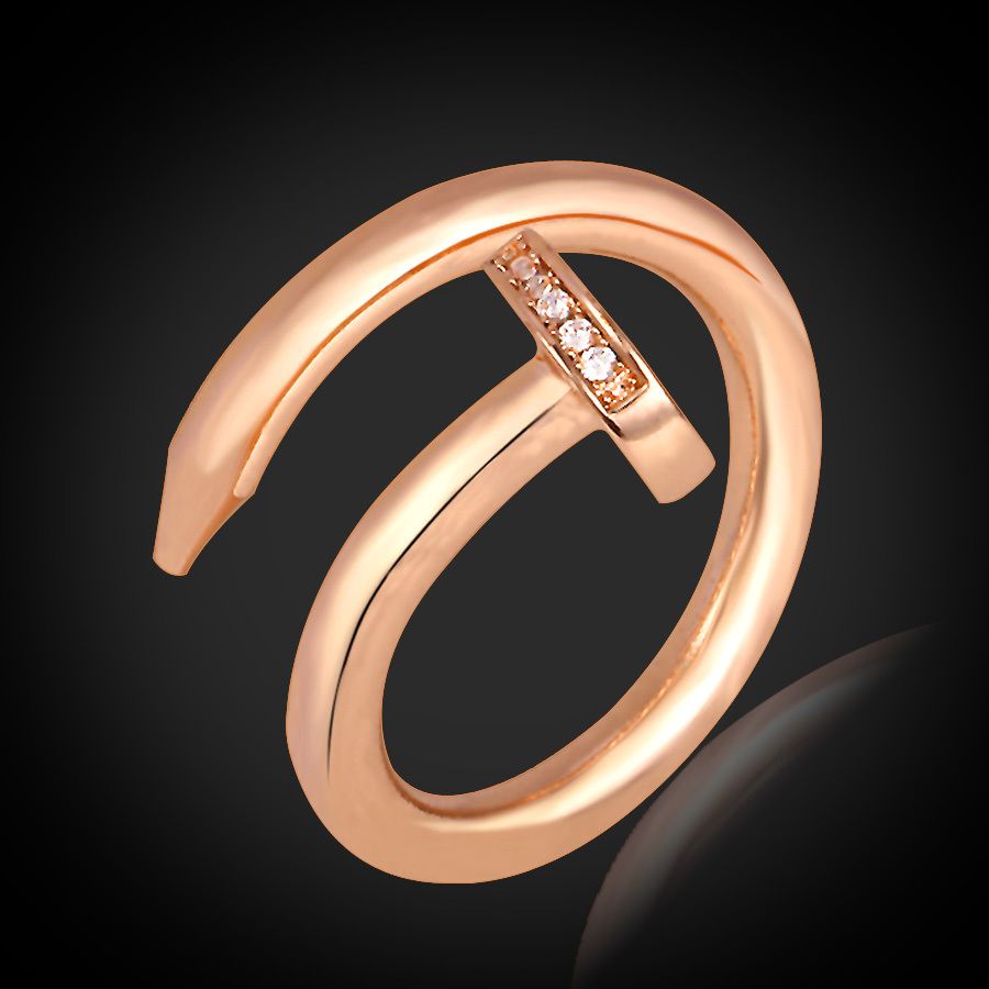 Fancy Nail Ring for Woman Man New Fashion 18K Real Gold Platinum Rose gold Plated Jewelry Brand R324