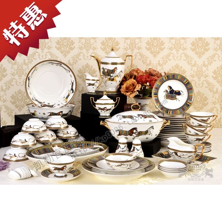 Dinnerware Sets Luxury Hermes Bone China Tableware Coverall 60 Head