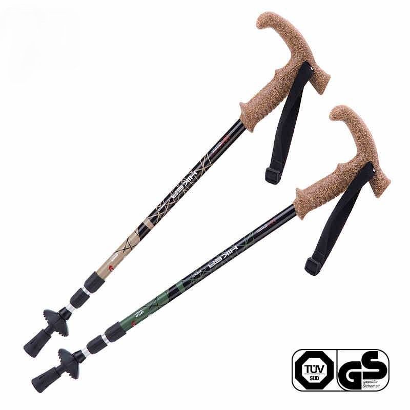New T Handle 7075 Duralumin 3section Flexible Adjust Alpenstock Cork
