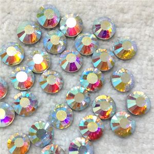 Toptan- [Sipariş 2 Paketler 10% Off] Kristal AB Renk DMC Düzeltme Rhinestones DIY Giysi için SS6 SS10 SS16 SS20 SS30 SS34 SS40