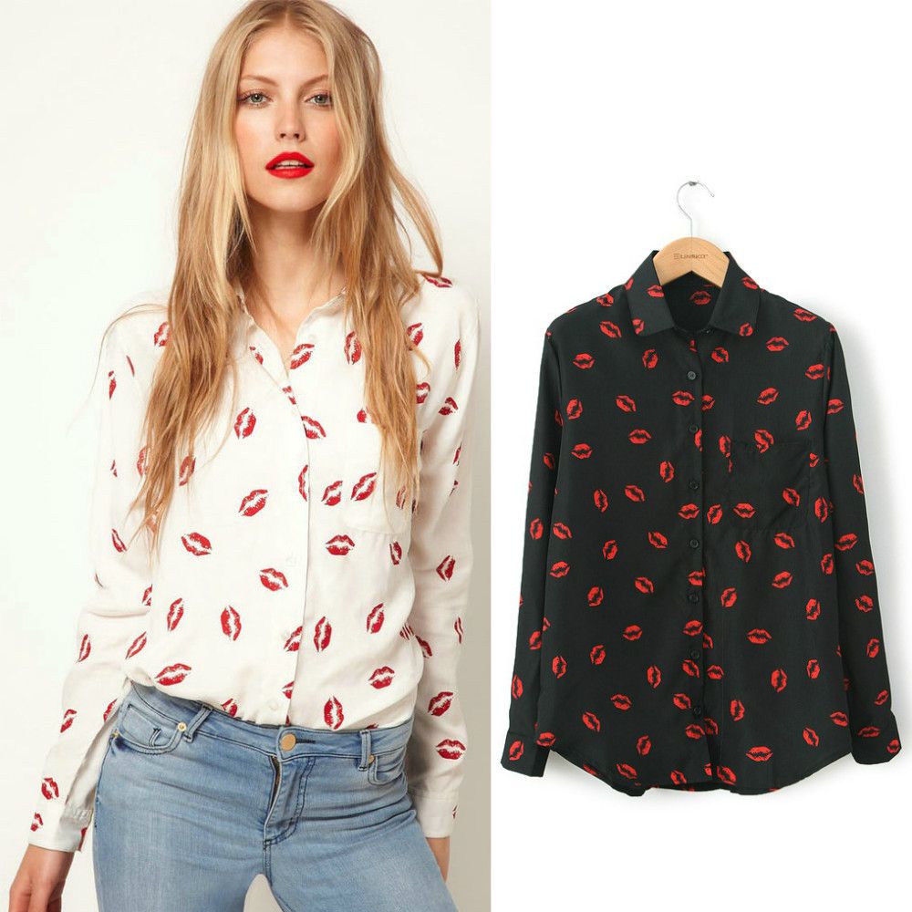Wholesale- New Women Hot Sale Brand Design High Street Elegant Lip Print Chiffon Blouse Shirt,black;white,Y6045
Wholesale- New Women Hot Sale Brand Design High Street Elegant Lip Print Chiffon Blouse Shirt,black;white,Y6045