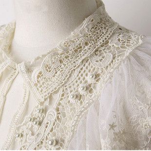 Wholesale-New 2015 Free shipping Spring summer women Lace blouse chiffon shirt large size Hook flower Lady hollow out casual base S~3XL