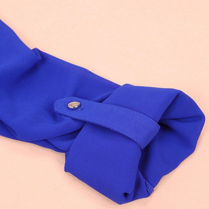 Wholesale-2015 Plus Size Women's White Blue Black Chiffon Blouse Camisas Blusas Femininas Ladies Summer Long Sleeve Sheer Shirt Tops