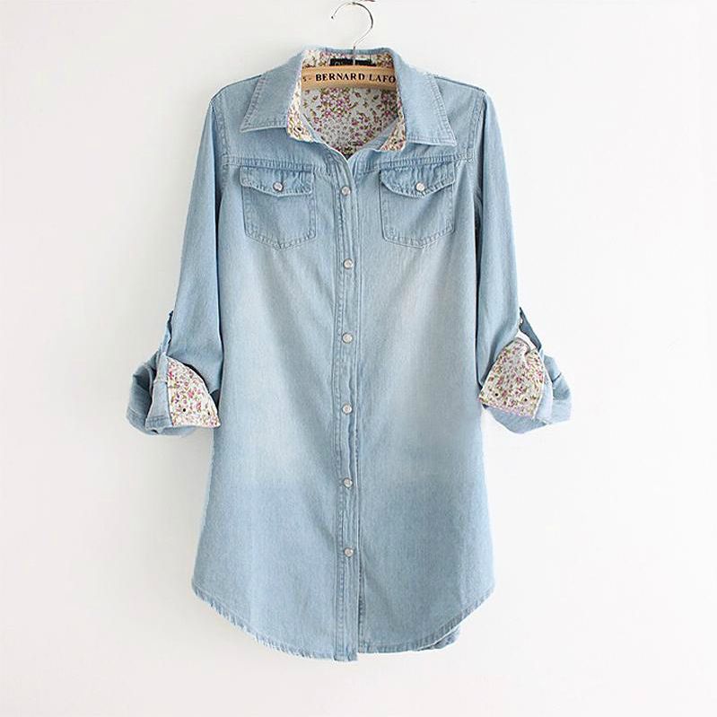 Wholesale-PLUS SIZE Denim Shirt Blouse top camisas Jeans female Print long sleeve blusas femininas ladies female women autumn winter 2015, Blue
Wholesale-PLUS SIZE Denim Shirt Blouse top camisas Jeans female Print long sleeve blusas femininas ladies female women autumn winter 2015, Blue