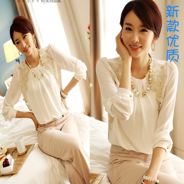 Wholesale-Women Long Sleeve Embroidered Chiffon Casual Top Blouse elegant lady White lace sweet loose Shirt O neck Pullover Clothing -XL
Wholesale-Women Long Sleeve Embroidered Chiffon Casual Top Blouse elegant lady White lace sweet loose Shirt O neck Pullover Clothing -XL