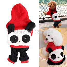 Wholesale-2015 Clearance Sale Pet Dog Puppy Clothes Cute Panda Hoodie with Cap Jumpsuit Apparel XS S M L XL