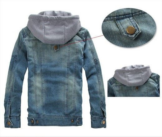 Wholesale-New arrive Men's Fashion Jacket Outerwear Denim jeans jacket men Slim denim jacket hooded jacket clothing Free Shipping