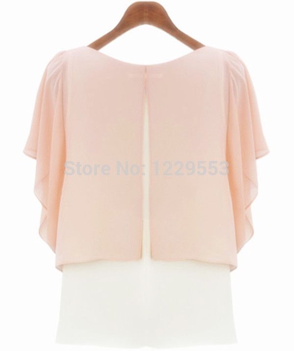 Wholesale-2015 new fashion summer women loose fitting chiffon shirt o-neck Short sleeve women blouse and top XXL plus size Free shipping