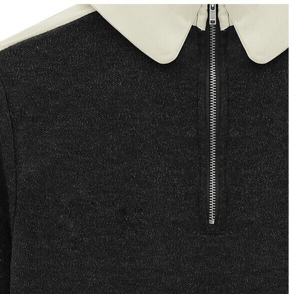 Wholesale-2015 Autumn And Winter Peter Pan Collar Chiffon Women Blouses Patchwork Long-Sleeve Knitted Pullover Sweater Women Tops 1135