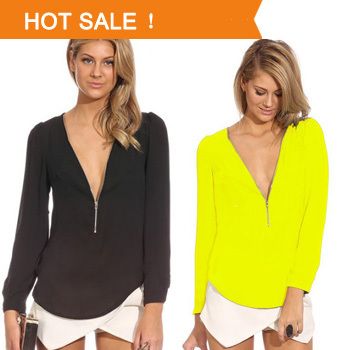 Wholesale-2015 Women Sexy Chiffon Blouse Slim Fit Casual Ladies 6 Color Zipper Top Shirts Tops Size S M L XL XXL Drop shipping, Brown
Wholesale-2015 Women Sexy Chiffon Blouse Slim Fit Casual Ladies 6 Color Zipper Top Shirts Tops Size S M L XL XXL Drop shipping, Brown