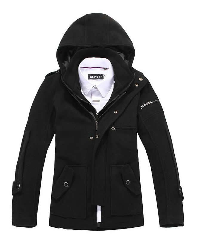 Wholesale-Big Fashion Men Stylish Slim Men's Wool Coat Winter Outerwear Hoody Jacket Trench Coat Outdoor Overcoat Windbreaker Spring