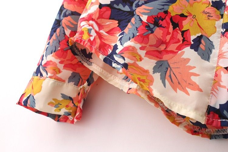 Wholesale-New 2015 Womens Blouse Autumn Long Sleeve Blouse Shirt Chiffon Flower Blouse Ladies Tops Clothing S001