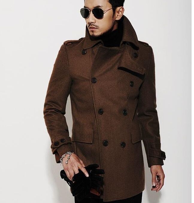 Wholesale-Brown 2015 new autumn winter Double breasted wool coat men fit slim mens pea coat woolen fashion handsome coats cashmere S - 3XL
Wholesale-Brown 2015 new autumn winter Double breasted wool coat men fit slim mens pea coat woolen fashion handsome coats cashmere S - 3XL
