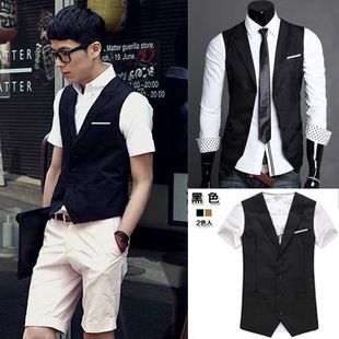Wholesale-Spring Fashion Solid Slim Fit Turn-Down Collar Men Dress Suit Vests Mans Overcoat XXL