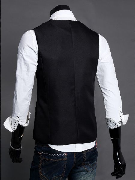 Wholesale-Spring Fashion Solid Slim Fit Turn-Down Collar Men Dress Suit Vests Mans Overcoat XXL