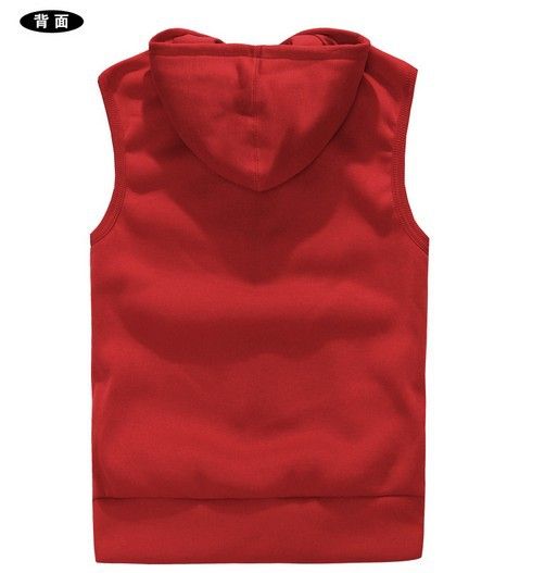 Wholesale-New Free Shipping Sports and Leisure Zipper Hooded Cashmere Cardigan Vest Men's Clothing Casual Sleeveless Hoodies