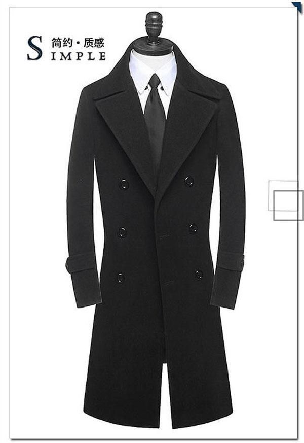 Wholesale-Free shipping men's wool coat long winter jackets european style double brested jackets fashion winter jackets 6XL A1326