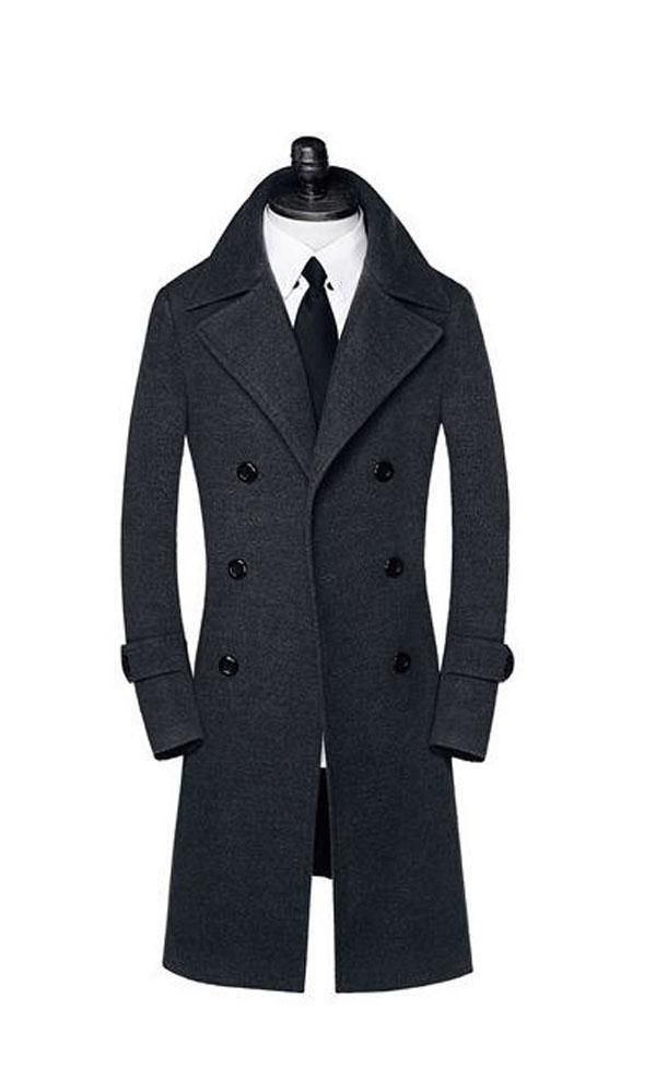 Wholesale-Free shipping men's wool coat long winter jackets european style double brested jackets fashion winter jackets 6XL A1326
