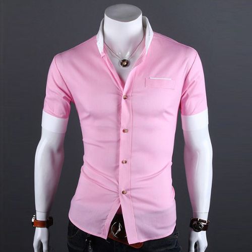 Wholesale-Men's brand shirt pullover turn-down collar short sleeve business work casual shirt 8 colors free shipping