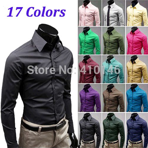 Wholesale-Free Shipping Men Shirt British Style Long-Sleeve Male Slim Casual Shirts Men's Cothing White Black Shirt(men shirts