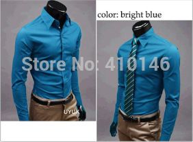Wholesale-Free Shipping Men Shirt British Style Long-Sleeve Male Slim Casual Shirts Men's Cothing White Black Shirt(men shirts