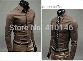 Wholesale-Free Shipping Men Shirt British Style Long-Sleeve Male Slim Casual Shirts Men's Cothing White Black Shirt(men shirts