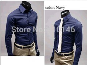 Wholesale-Free Shipping Men Shirt British Style Long-Sleeve Male Slim Casual Shirts Men's Cothing White Black Shirt(men shirts