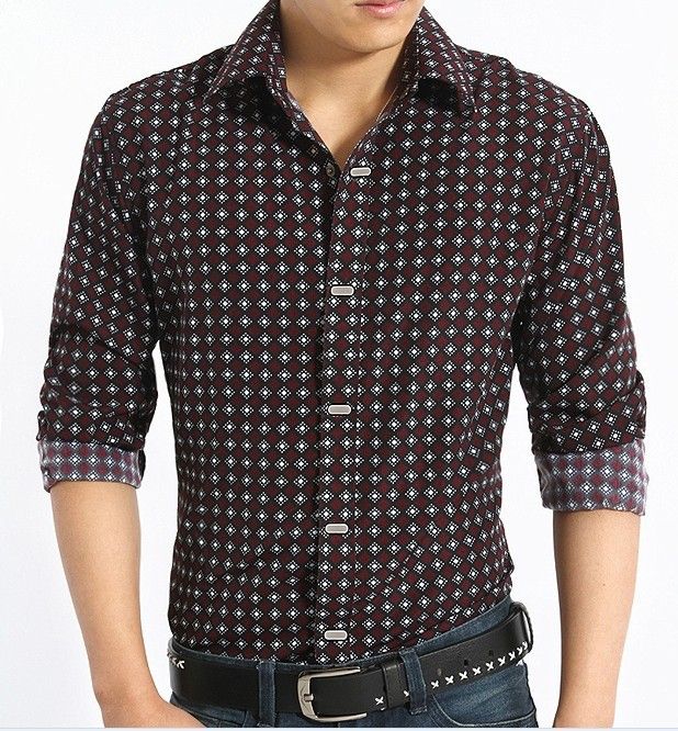 Wholesale- Men's Summer New Short-sleeved Turndown Collar Cotton Shirt Casual Fashion Steel Buckles Design Men Shirts M-XXXL