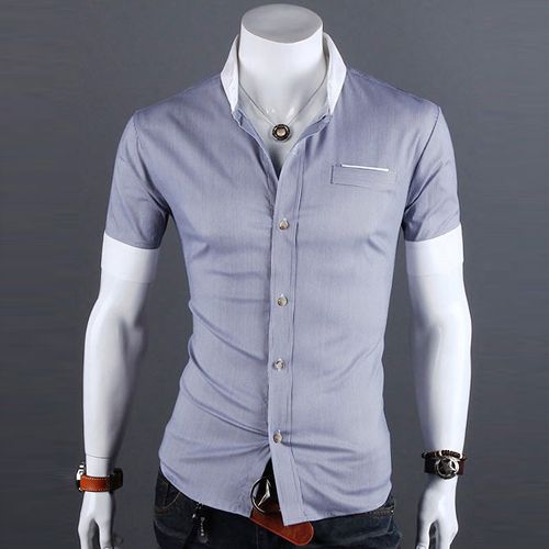 Wholesale-Men's brand shirt pullover turn-down collar short sleeve business work casual shirt 8 colors free shipping