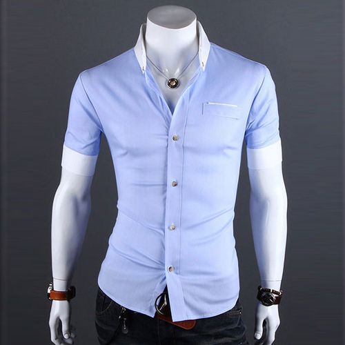 Wholesale-Men's brand shirt pullover turn-down collar short sleeve business work casual shirt 8 colors free shipping