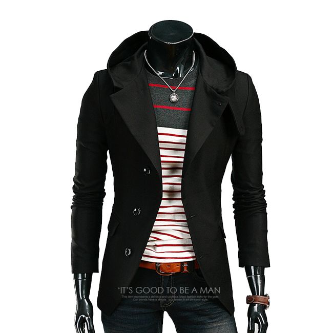 Wholesale-New arrivals fashion slim fit casual men blazer men hooded suits free shipping 4 colors 4 sizes BX02