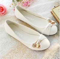 2015 Korean Casual White Shoes Lace Soft Leather Cheap Flat Shoes Women Work Shoes Nurse Flats